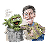 Cartoon: Bob McGrath RIP (small) by Ian Baker tagged bob,mcgrath,ian,baker,cartoon,caricature,oscar,the,grouch,puppet,puppets,big,bird,sesame,street,childrens,television,network,jim,henson