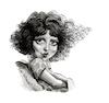Cartoon: Clara Bow (small) by Ian Baker tagged clara,bow,20s,30s,hollywood,it,girl,actress,films,movies,cinema,new,york,usa,ian,baker,cartoonist,cartoon,caricature,illustration,comic,parody,spoof,satire,black,and,white,silent,talkies,hula,grass,skirt,flapper,seductress,vivacious,icon,iconic,art,deco