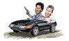 Cartoon: Crockett and Tubbs (small) by Ian Baker tagged crockett,tubbs,miami,vice,don,johnson,phillip,michael,thomas,cops,tv,ferrari,action,80s,eighties,fashion,ian,baker,cartoon,caricature,famous,daytona,gun