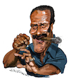 Cartoon: Fred Williamson (small) by Ian Baker tagged fred,williamson,ian,baker,cartoon,caricature,action,blaxploitation,seventies,fighting,cigar,african,american,football,tough,moustache