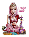 Cartoon: I Dream of Jeannie (small) by Ian Baker tagged dream,of,jeannie,barbara,eden,larry,hagman,ian,baker,cartoon,caricature,parody,satire,tv,60s,bottle,fantasy,comedy,magic,spells
