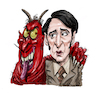 Cartoon: Late Night With The Devil (small) by Ian Baker tagged david,dastmalchian,jack,delroy,1977,horror,paranormal,film,movie,talk,show,retro,spooky,ian,baker,cartoon,caricature,spoof,parody,satire,halloween,variety,america,usa,night,owls