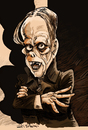 Cartoon: Lon Chaney (small) by Ian Baker tagged lon,chaney,horror,phantom,of,the,opera,black,and,white,movies,caricature,makeup,disguise,creepy