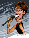 Cartoon: Pat Benatar (small) by Ian Baker tagged pat,benatar,rock,singer,pop,music,musician,vocalist,80s,eighties,jazz,female,microphone,caricature