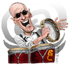 Cartoon: Ray Cooper (small) by Ian Baker tagged ray,cooper,elton,john,eric,clapton,music,musician,percussion,tambourine,drums,bongos,rock,ian,baker,caricature,cartoon,satire,illustration,parody,portrait,concert