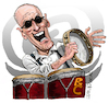 Cartoon: Ray Cooper (small) by Ian Baker tagged ray,cooper,elton,john,eric,clapton,music,musician,percussion,tambourine,drums,bongos,rock,ian,baker,caricature,cartoon,satire,illustration,parody,portrait,concert