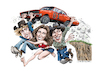 Cartoon: The Dukes of Hazzard (small) by Ian Baker tagged the,dukes,of,hazzard,tom,wopat,john,schneider,catherine,bach,general,lee,bo,luke,daisy,duke,uncle,jesse,boss,hogg,ian,baker,cartoon,caricature,parody,80s,70s,tv,stunts,satire