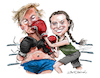 Cartoon: Trump v Greta (small) by Ian Baker tagged donald,trump,greta,thunberg,climate,change,president,usa,boxing,fight,ian,baker,cartoon,illustration,activist,hit,magazine,news,politics