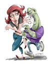 Cartoon: Vampire Bully (small) by Ian Baker tagged vampire,bully,chase,run,horror,ian,baker,cartoon,caricature,sexy,girl,creature,monster