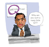 Cartoon: Zia Yusuf of Reform UK (small) by Ian Baker tagged zia,yusuf,muhammad,ziauddin,british,england,politician,campaigner,right,wing,reform,uk,nigel,farage,racism,fascism,ian,baker,cartoon,caricature,parody,satire,spoof,question,time,tv,show,debate,bbc,bully,nasty,aggressive