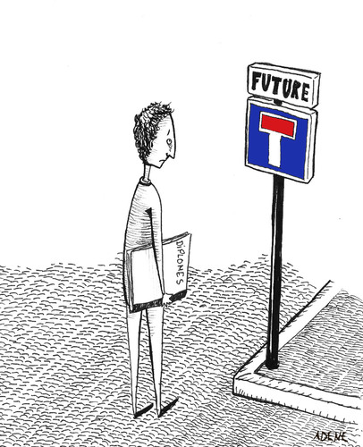 Cartoon: Diploma and unemployment (medium) by Adene tagged young,unemployment,degree,diploma