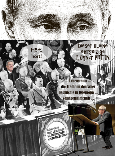 Cartoon: Von Riesen und Zwergen (medium) by Bilito tagged zwerg,riese,verlierer,gewinner,hetze,russland,lügner,putin,gauck,schlögel,karl,historikertag