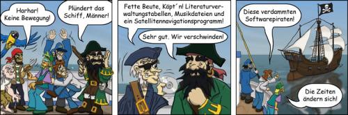 Cartoon: softwarepiraten - krabbenjunx (medium) by florianolgi tagged comic,comicstrip,krabbenjunx,krabben,schiff,ole,hering,kai,matjes,olgi,software,softwarepiraten,piraten,papagei,metzner,florian,kogge,augenklappe,zeit