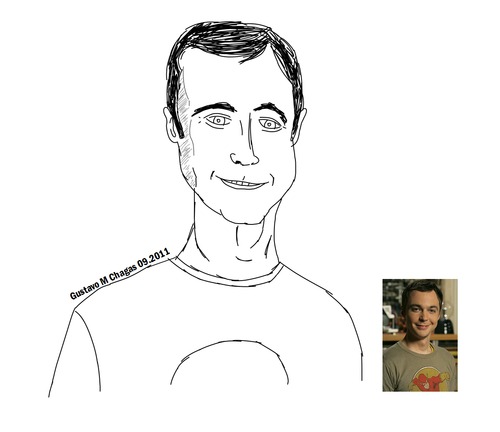 Cartoon: Sheldon Cooper (medium) by gustavomchagas tagged sheldon,cooper,the,big,bang,theory,cbs,jim,parsons,physicist,character