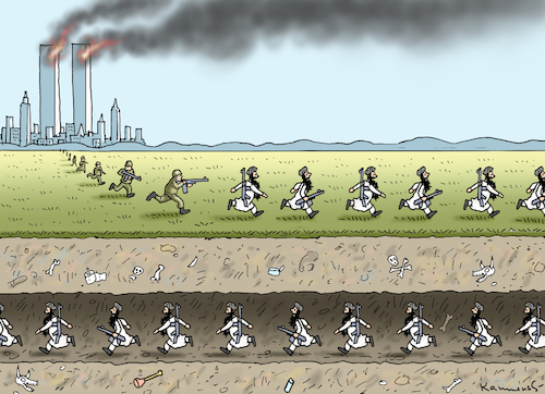 Cartoon: 2001-2021 (medium) by marian kamensky tagged 20,jahrestag,wtc,new,york,al,quaida,20,jahrestag,wtc,new,york,al,quaida