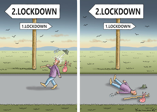 Cartoon: 2 LOCKDOWN (medium) by marian kamensky tagged coronavirus,epidemie,gesundheit,panik,stillegung,george,floyd,twittertrump,pandemie,coronavirus,epidemie,gesundheit,panik,stillegung,george,floyd,twittertrump,pandemie