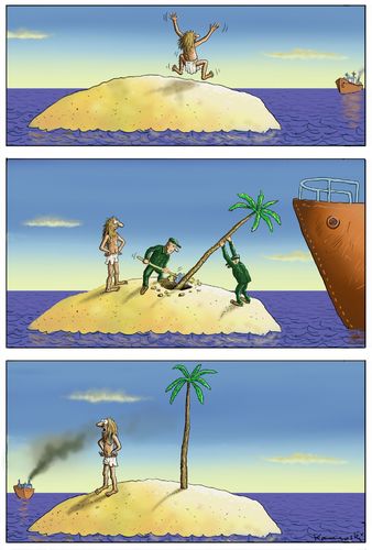 Cartoon: A Good Deed (medium) by marian kamensky tagged help,island