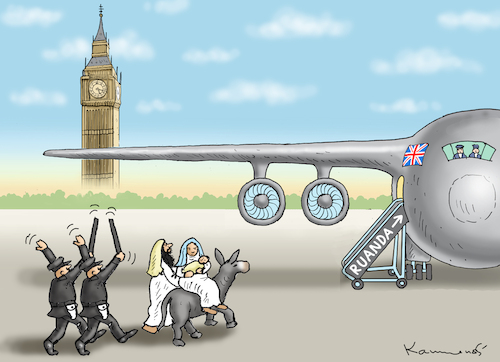 Cartoon: ABSCHIEBEWÜTIGES ENGLAND (medium) by marian kamensky tagged abschiebungen,ruanda,england,johnson,abschiebungen,ruanda,england,johnson