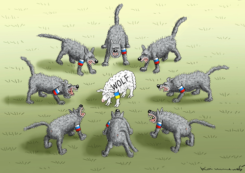 Cartoon: ACHT SCHAFE UND EIN WOLF (medium) by marian kamensky tagged putins,bescherung,ukraine,provokation,swift,nato,osterweiterung,putins,bescherung,ukraine,provokation,swift,nato,osterweiterung