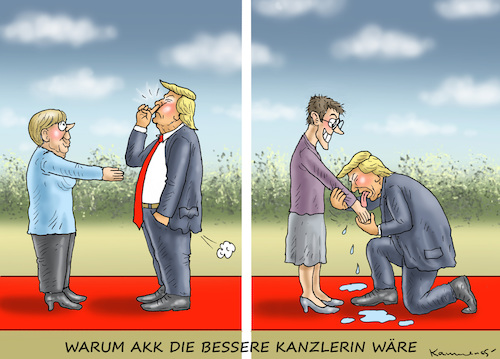 Cartoon: AKK WÄRE DIE BESSERE KANZLERIN ! (medium) by marian kamensky tagged groko,spd,parteitag,schulz,würselen,merkel,andrea,nahles,scholz,hessen,wahlen,akk,kühnert,bremen,rezo,groko,spd,parteitag,schulz,würselen,merkel,andrea,nahles,scholz,hessen,wahlen,akk,kühnert,bremen,rezo