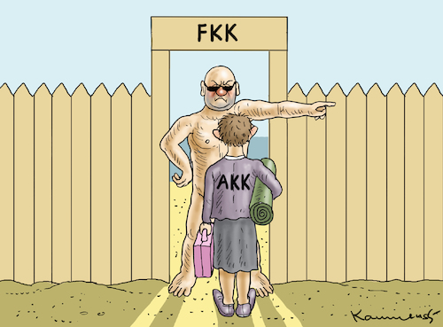 Cartoon: AKK WILL FKK (medium) by marian kamensky tagged merkel,seehofer,unionskrise,csu,cdu,flüchtlinge,gauland,merz,afd,akk,spahn,pegida,hutbürger,höcke,führer,wahlen,thüringen,merkel,seehofer,unionskrise,csu,cdu,flüchtlinge,gauland,merz,afd,akk,spahn,pegida,hutbürger,höcke,führer,wahlen,thüringen