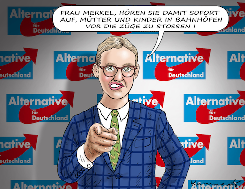 Cartoon: ALICE WEIDEL DEUTSCHLANDRETTRIN (medium) by marian kamensky tagged merkel,seehofer,unionskrise,csu,cdu,flüchtlinge,gauland,merz,afd,akk,spahn,pegida,hutbürger,merkel,seehofer,unionskrise,csu,cdu,flüchtlinge,gauland,merz,afd,akk,spahn,pegida,hutbürger