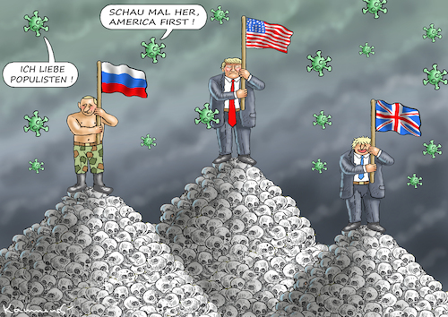 Cartoon: AMERICA FIRST ! (medium) by marian kamensky tagged coronavirus,epidemie,gesundheit,panik,stillegung,trump,pandemie,coronavirus,epidemie,gesundheit,panik,stillegung,trump,pandemie