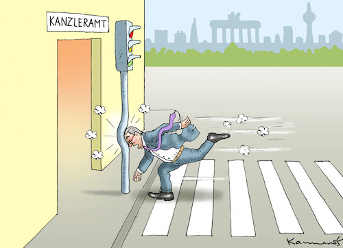 Cartoon: AMPELHAMPELMANN LASCHET (medium) by marian kamensky tagged tv,triell,laschet,baerbock,scholz,merkel,laschets,zukunftsteam,tv,triell,laschet,baerbock,scholz,merkel,laschets,zukunftsteam