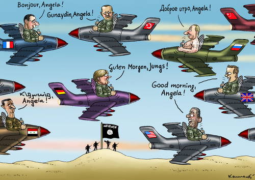 Cartoon: ANGELA UNTER JUNGS (medium) by marian kamensky tagged erdogan,is,kurden,syrien,terror,irak,ankara,wahlen,in,der,türkei,erdogan,is,kurden,syrien,terror,irak,ankara,wahlen,in,der,türkei