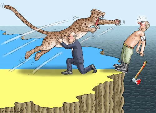 Cartoon: ANTILEOPARDIST SCHOLZ (medium) by marian kamensky tagged verteidigungsministerium,boris,pistorius,leopard,verteidigungsministerium,boris,pistorius,leopard