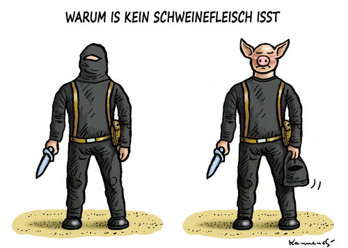 Cartoon: ANTISCHWEINEFLEISCHEESSER (medium) by marian kamensky tagged irak,isis,al,baghdadi,kaida,terrorismus,assad,obama,usa,bundeswehr,irak,isis,al,baghdadi,kaida,terrorismus,assad,obama,usa,bundeswehr