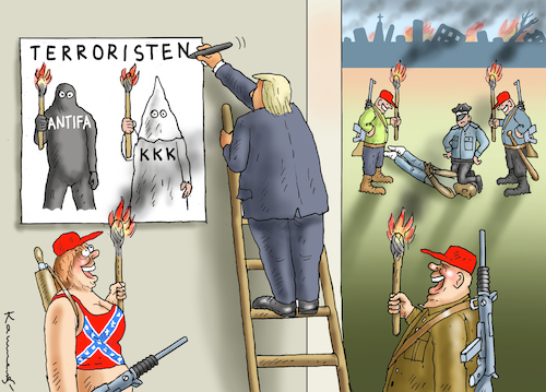 Cartoon: ANTITERRORIST TRUMP (medium) by marian kamensky tagged us,wahlen,joe,biden,trump,corona,bob,woodward,us,wahlen,joe,biden,trump,corona,bob,woodward