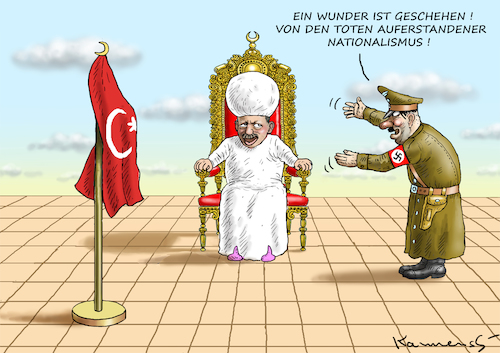 Cartoon: AUFERSTEHUNGSTAG (medium) by marian kamensky tagged cumhuriyet,erdogan,cavusoglu,referendum,pressefreiheit,türkei,denit,yücel,cumhuriyet,erdogan,cavusoglu,referendum,pressefreiheit,türkei,denit,yücel