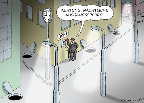 Cartoon: AUSGANGSSPERRE OHNE ÜBERWACHUNG (medium) by marian kamensky tagged ausgangssperre,ohne,überwachung,möglich,ausgangssperre,ohne,überwachung,möglich