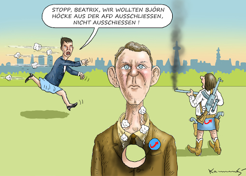 Cartoon: AUSGESCHOSSENER HÖCKE (medium) by marian kamensky tagged afd,höcke,petry,beatrix,von,storch,afd,höcke,petry,beatrix,von,storch