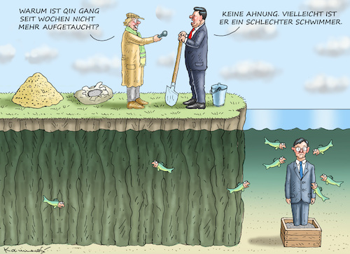 Cartoon: AUßENMINISTER QIN GANG UNTER (medium) by marian kamensky tagged außenminister,qin,gang,untergetacht,außenminister,qin,gang,untergetacht