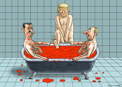 Cartoon: BADEANSTALT SYRIEN (medium) by marian kamensky tagged assad,in,chan,schaichun,sarin,giftgasanschlag,trump,tomahawk,assad,in,chan,schaichun,sarin,giftgasanschlag,trump,tomahawk