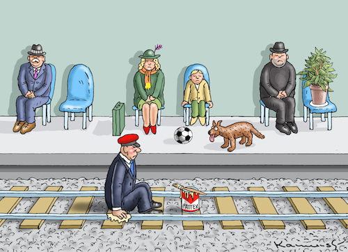 Cartoon: BAHNSTREIK (medium) by marian kamensky tagged poststreik,deutschland,bahnstreik,poststreik,deutschland,bahnstreik