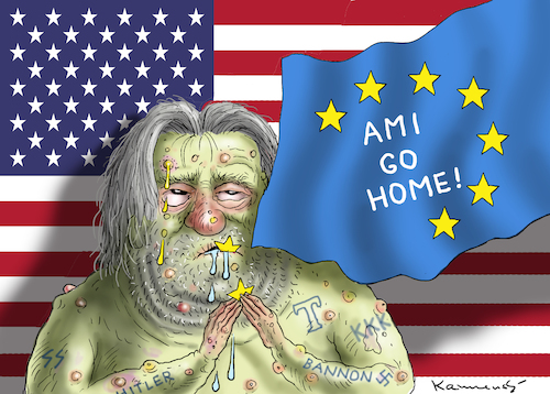 Cartoon: BANNON AMI GO HOME ! (medium) by marian kamensky tagged obama,trump,präsidentenwahlen,usa,baba,vanga,republikaner,inauguration,demokraten,us,steuer,reform,weihnachten,fire,and,fury,steve,bannon,wikileaks,faschismus,obama,trump,präsidentenwahlen,usa,baba,vanga,republikaner,inauguration,demokraten,us,steuer,reform,weihnachten,fire,and,fury,steve,bannon,wikileaks,faschismus