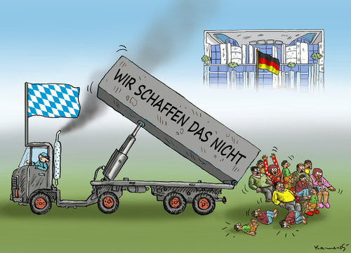 Cartoon: BAYERN SCHAFFT SICH AB (medium) by marian kamensky tagged eu,flüchtlinge,asyl,politik,willkommenskultur,terrorismus,heidenau,horst,seehofer,bayern,eu,flüchtlinge,asyl,politik,willkommenskultur,terrorismus,heidenau,horst,seehofer,bayern