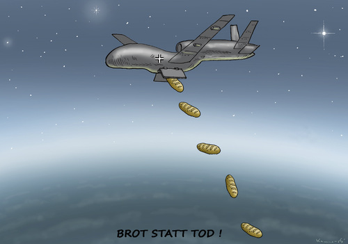 Cartoon: Bewaffneter Drohneneinsatz (medium) by marian kamensky tagged drohnen,ursula,bundeswehr,drohnen,ursula,bundeswehr
