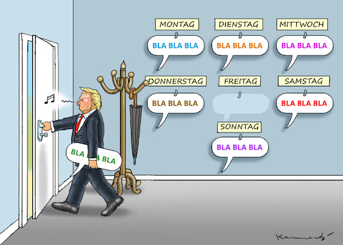 Cartoon: BLA BLA TRUMP (medium) by marian kamensky tagged obama,trump,präsidentenwahlen,usa,baba,vanga,republikaner,inauguration,demokraten,wikileaks,faschismus,manafort,cohen,hurrikan,florence,kavanaugh,bla,obama,trump,präsidentenwahlen,usa,baba,vanga,republikaner,inauguration,demokraten,wikileaks,faschismus,manafort,cohen,hurrikan,florence,kavanaugh