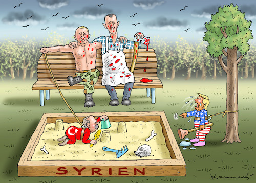 Cartoon: BLUTSKINDERGARTEN SYRIEN (medium) by marian kamensky tagged afrin,kurden,erdogan,syrien,aramenien,genozid,präsidentenwahlen,türkeiwahlen,kurdistan,trump,is,afrin,kurden,erdogan,syrien,aramenien,genozid,präsidentenwahlen,türkeiwahlen,kurdistan,trump,is