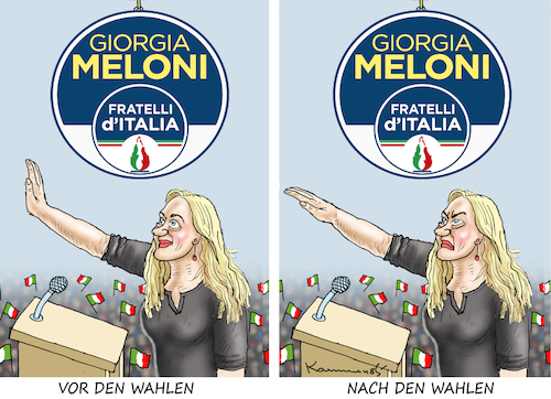 Cartoon: BÖSES ERWACHEN (medium) by marian kamensky tagged italien,wahlen,faschisten,meloni,italien,wahlen,faschisten,meloni