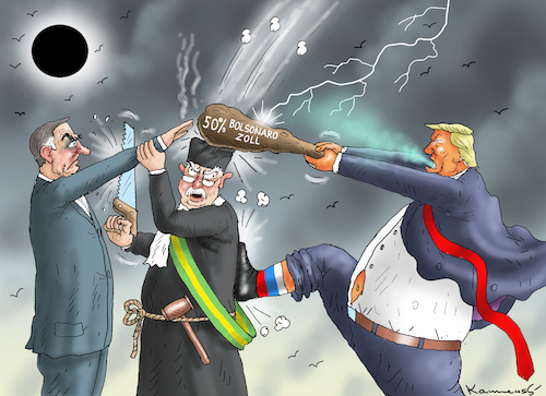 Cartoon: BOLSONARO-ZOLL (medium) by marian kamensky tagged bolsonaro,zoll,trump,brasilien,bolsonaro,zoll,trump,brasilien