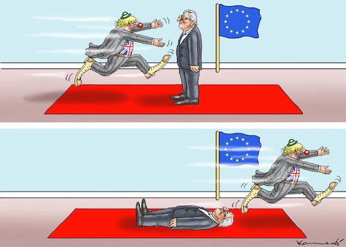 Cartoon: BORIS BESUCHT JUNCKER (medium) by marian kamensky tagged brexit,theresa,may,england,eu,schottland,weicher,wahlen,boris,johnson,nigel,farage,ostern,seidenstrasse,xi,jinping,referendum,trump,monsanto,bayer,glyphosa,strafzölle,juncker,brexit,theresa,may,england,eu,schottland,weicher,wahlen,boris,johnson,nigel,farage,ostern,seidenstrasse,xi,jinping,referendum,trump,monsanto,bayer,glyphosa,strafzölle,juncker