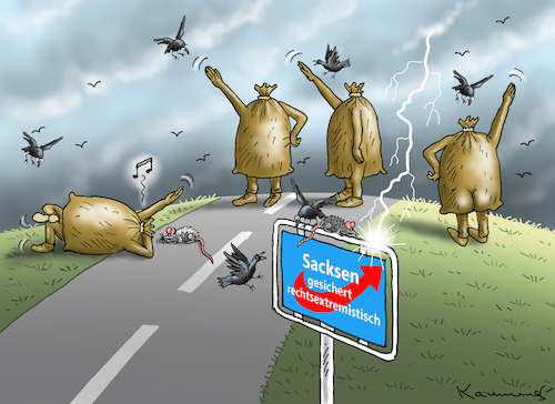 Cartoon: BRAUNE SACKSEN-SÄCKE (medium) by marian kamensky tagged schlafantreiber,chrupalla,afd,migration,putin,sachsen,rechtsextrem,schlafantreiber,chrupalla,afd,migration,putin,sachsen,rechtsextrem