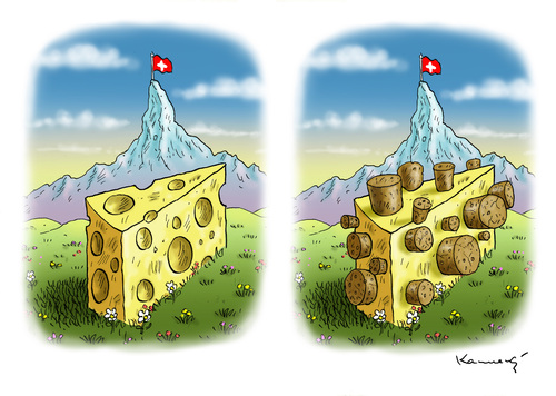 Cartoon: Brauner Frühling (medium) by marian kamensky tagged schweiz,zuwanderung,referendum,schweiz,zuwanderung,referendum