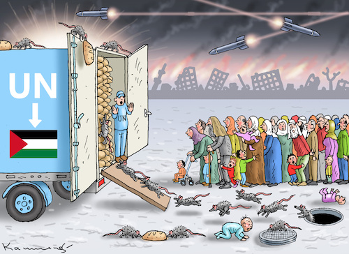 Cartoon: BROT FÜR PALÄSTINA (medium) by marian kamensky tagged brot,für,palästina,uno,hamas,istrael,brot,für,palästina,uno,hamas,istrael