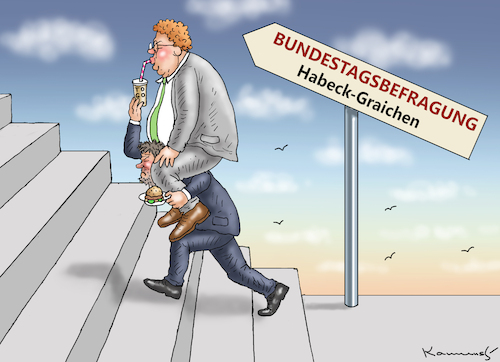 Cartoon: BUNDESTAGSBEFRAGUNG HABECK-GRAIC (medium) by marian kamensky tagged bundestagsbefragung,habeck,graichen,bundestagsbefragung,habeck,graichen